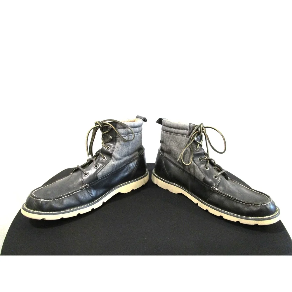 Sperry Top Sider Shipyard Rigger Black, Gray Leather Lace Up Boots Men 12 M